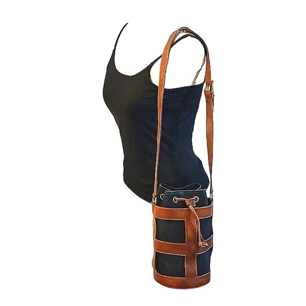 RARE Salvatore Ferragamo Rib Cage Bucket Bag Leather Designer Brass Collectible